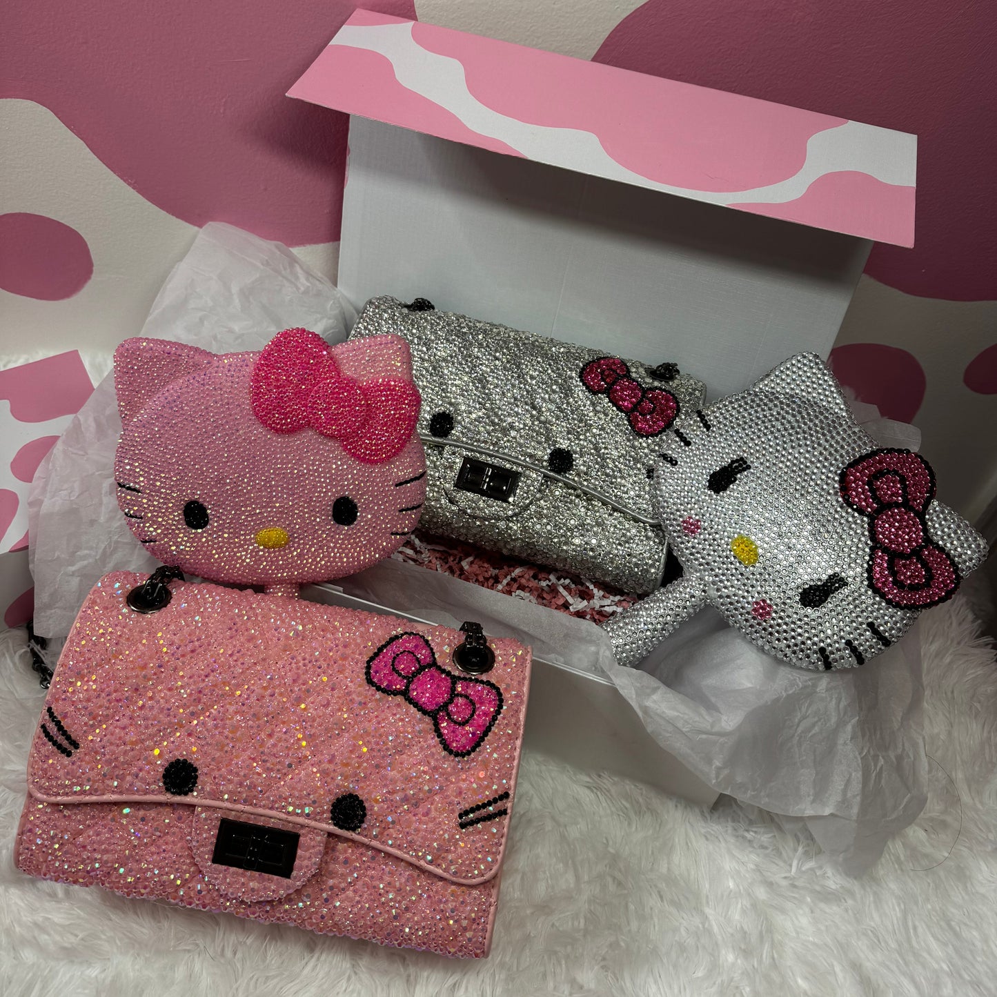 Hello Kitty Rhinestone Purse + Mirror Bundle