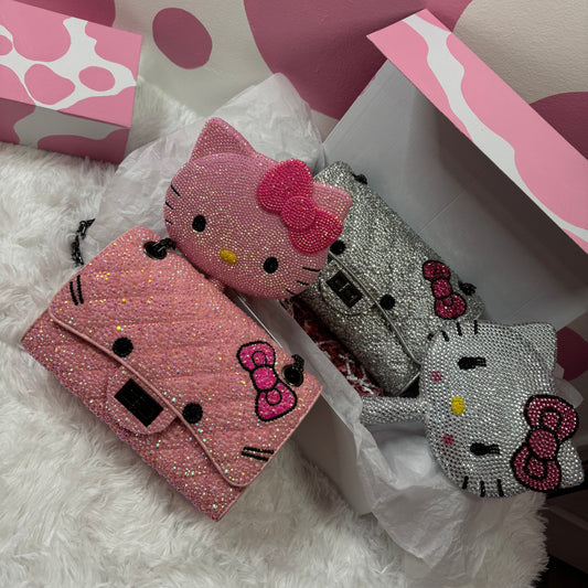Hello Kitty Rhinestone Purse + Mirror Bundle